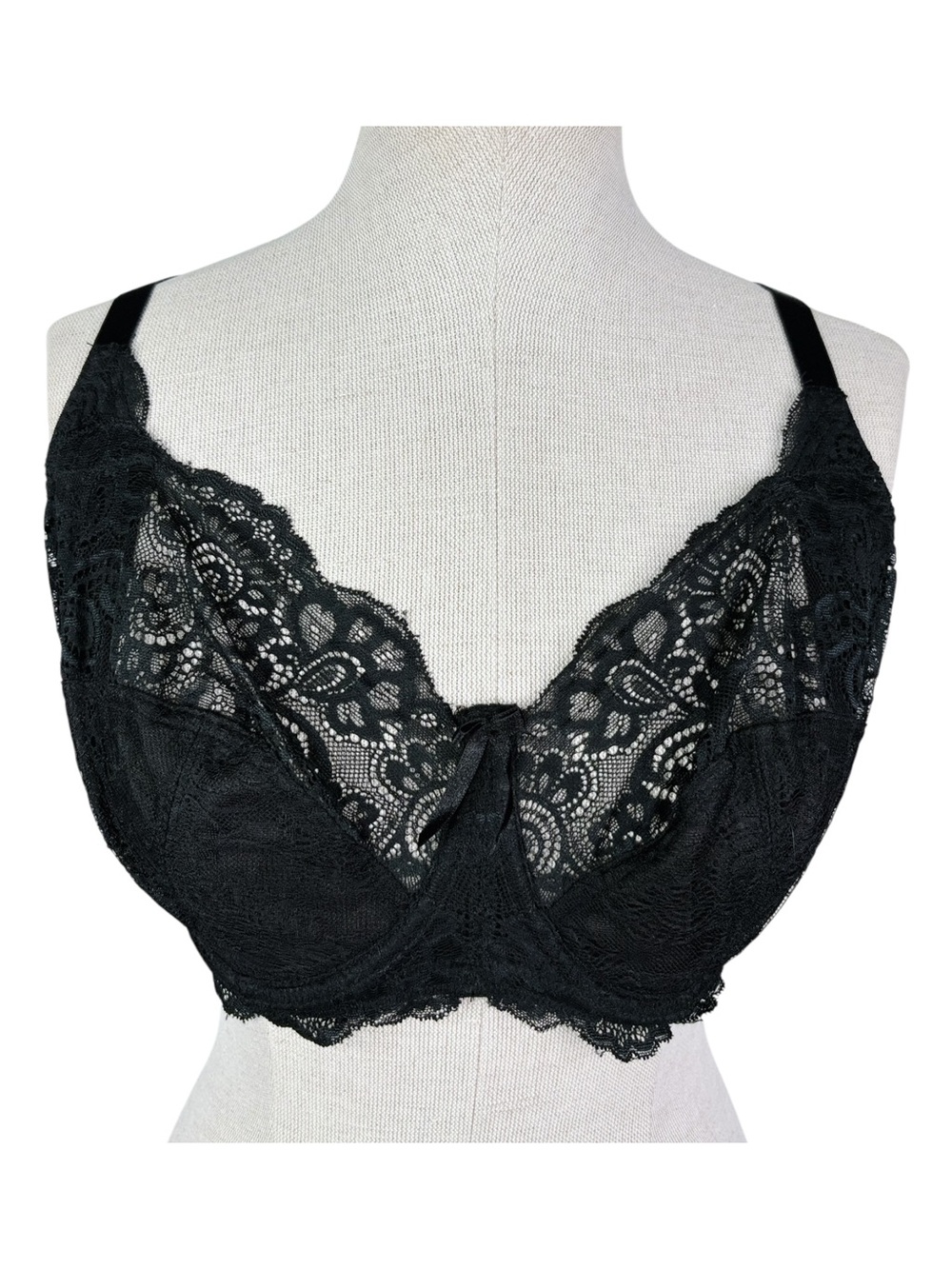 Panache Andorra Underwire Bra sz 34G * Black Lace Bra Floral Full Cup